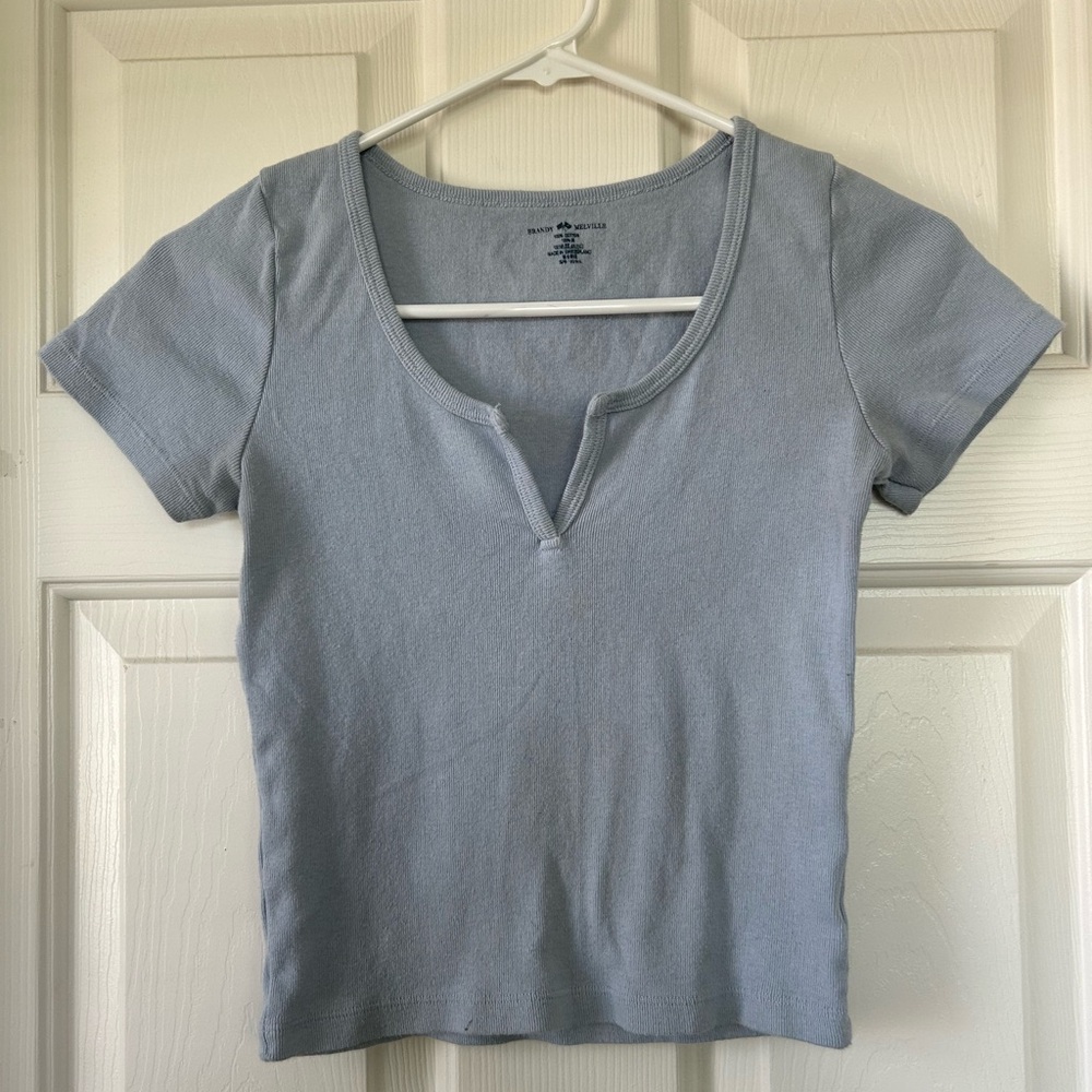 Brandy Melville Light Blue V-Neck Top